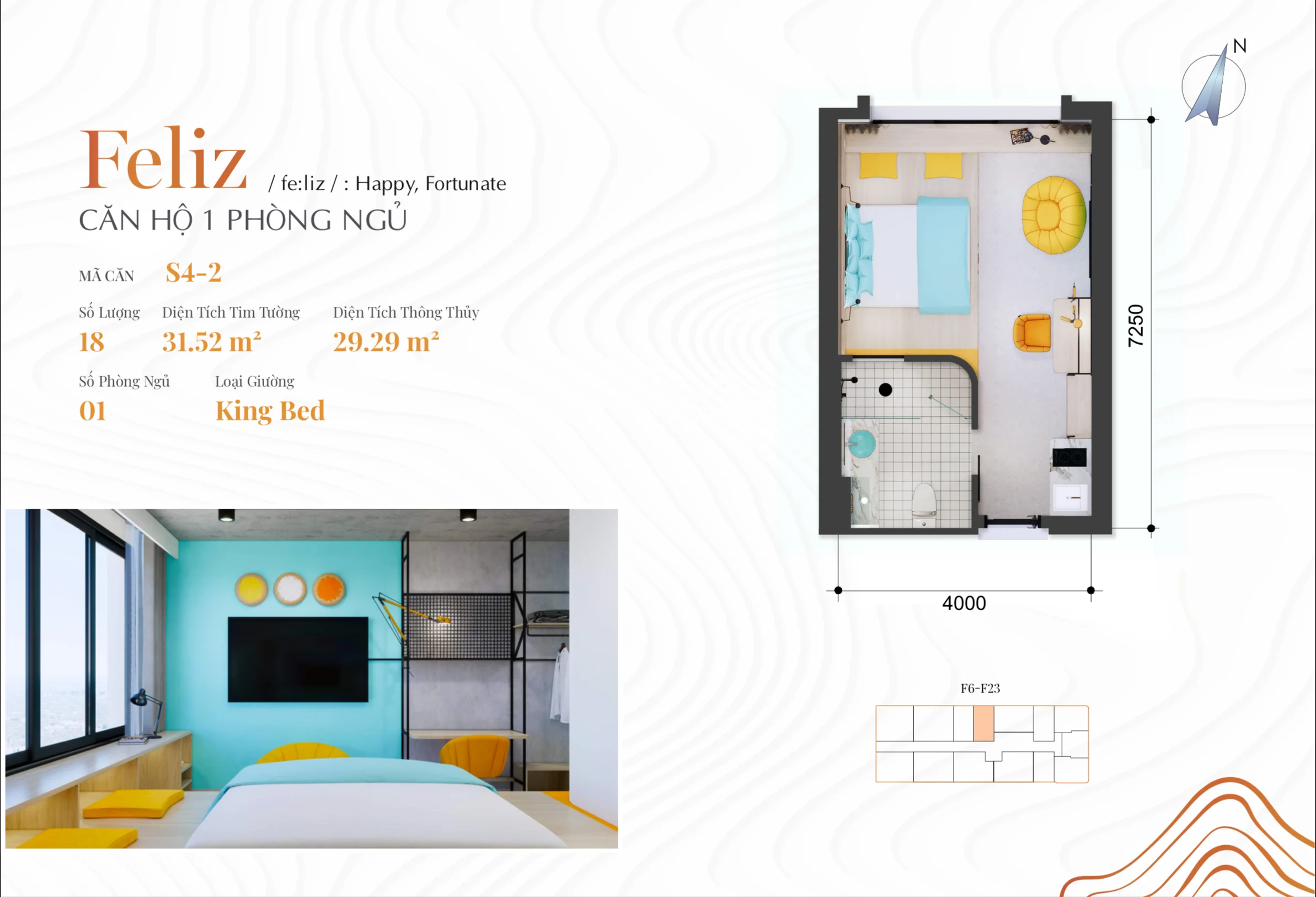 Beachfront one bedroom condo for sale in Felicia Danang Located in Felicia Danang Beachfront Holiday Condos, the newest Co-living