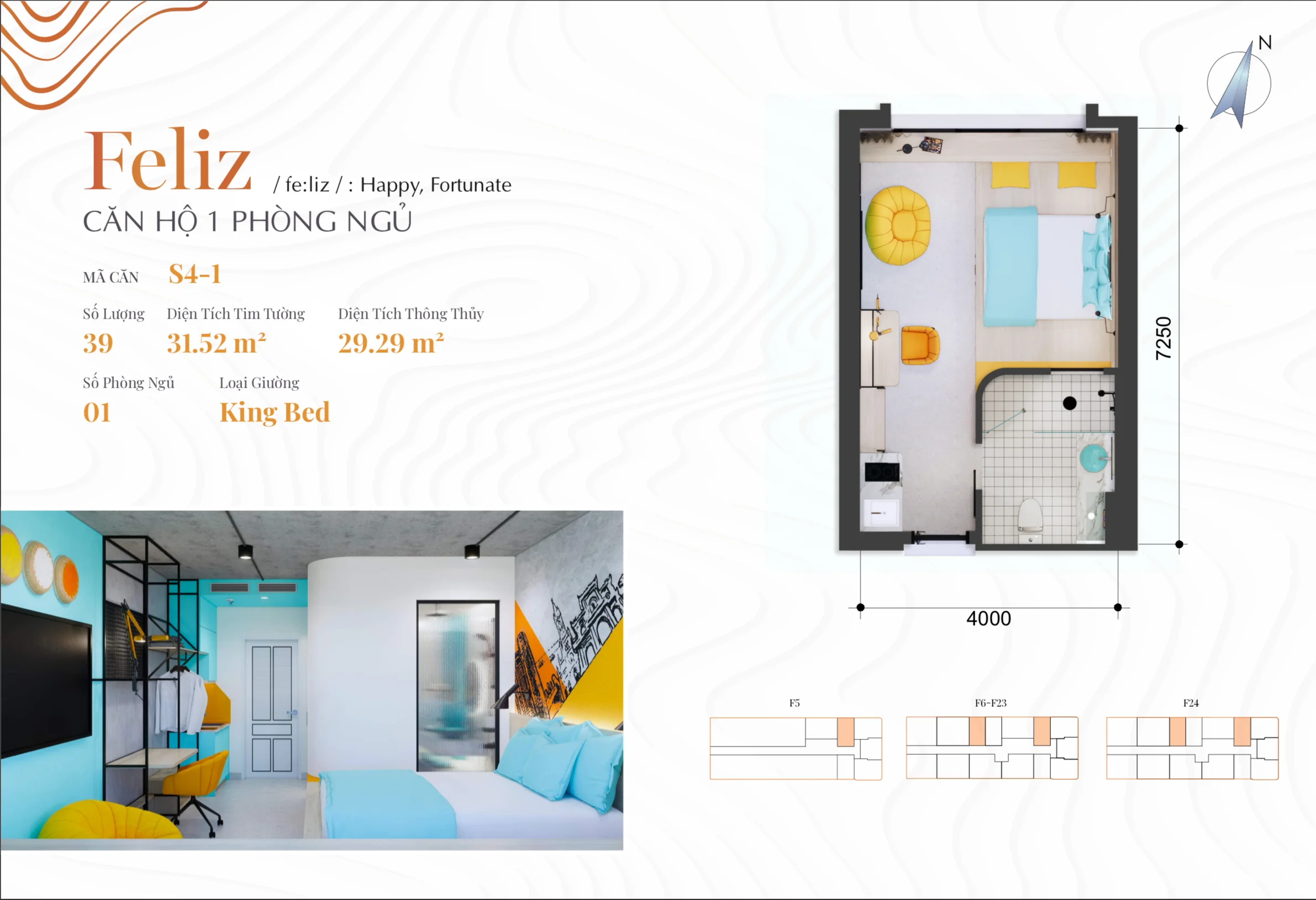 Beachfront one bedroom condo for sale in Felicia Danang Located in Felicia Danang Beachfront Holiday Condos, the newest Co-living