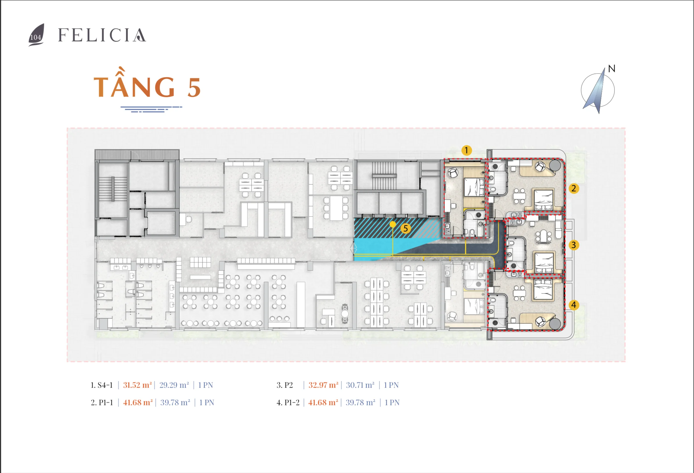 Beachfront one bedroom condo for sale in Felicia Danang Located in Felicia Danang Beachfront Holiday Condos, the newest Co-living