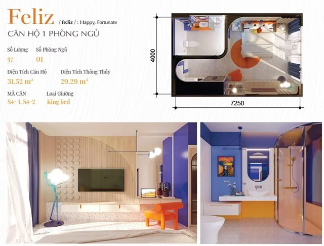 Beachfront one bedroom condo for sale in Felicia Danang Located in Felicia Danang Beachfront Holiday Condos, the newest Co-living
