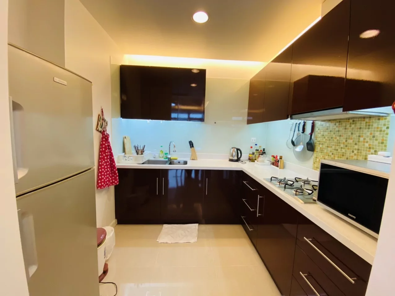 This modern, fully air-conditioned two bedroom apartment for sale is located on the 2nd floor in Azura Building Da Nang
