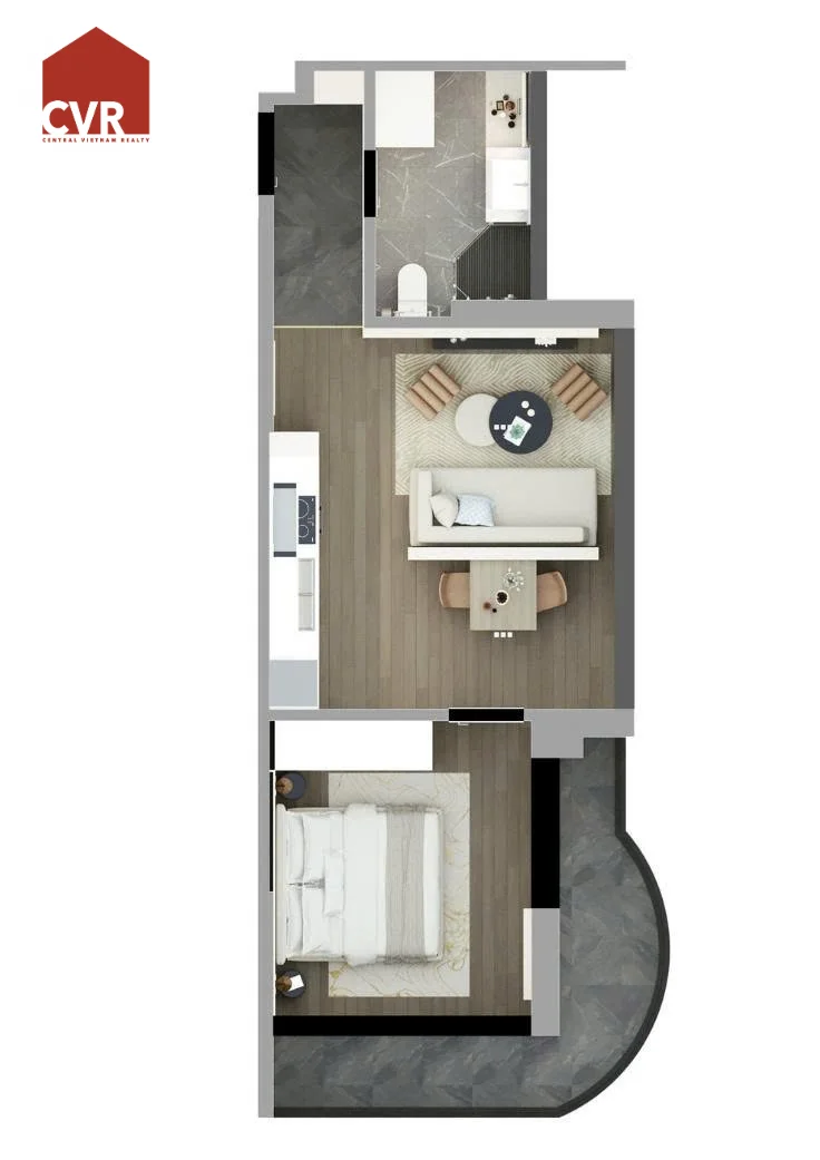 A 1-bedroom apartment at Times Square Da Nang offers luxury beachfront living with sea views, modern design, and strong investment potential—typically around 46.88 m² and located on Võ Nguyên Giáp Street. Size: 46.88 m², designed with a separate living room, kitchen, and bedroom layout. Balcony: Large balcony with direct views of Mỹ Khê Beach, one of the most beautiful beaches in the world.