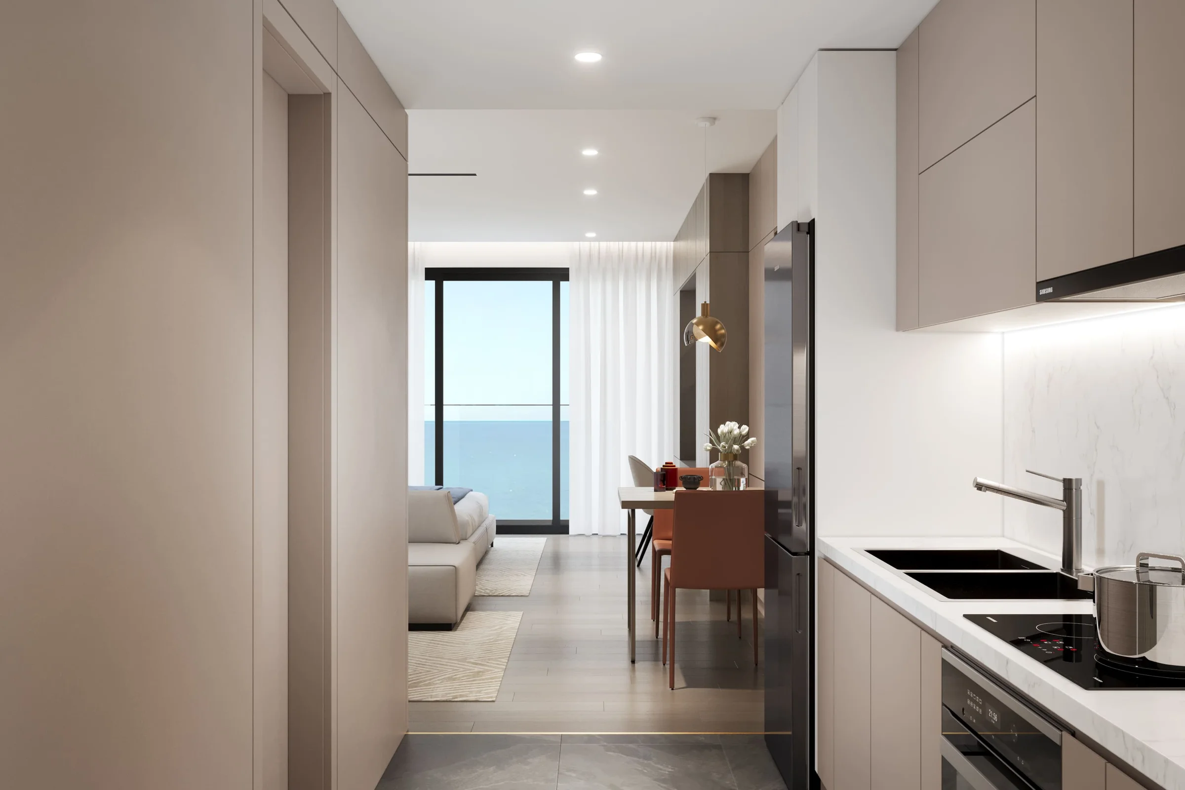 Studio apartment for sale at Times Square Da Nang - Beachfront condos available for both foreign and Vietnamese buyers! Location: Prime beachfront address on Võ Nguyên Giáp and Phạm Văn Đồng streets, facing Mỹ Khê Beach—one of the most beautiful beaches in the world.