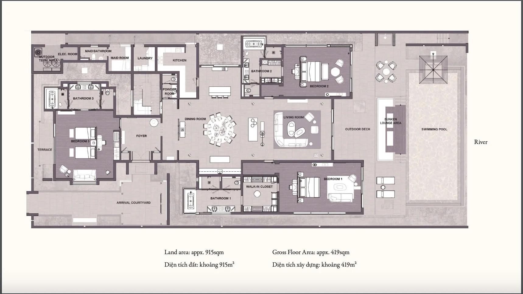 River View 3 Bedroom Villa For Sale in Mandarin Oriental Da Nang