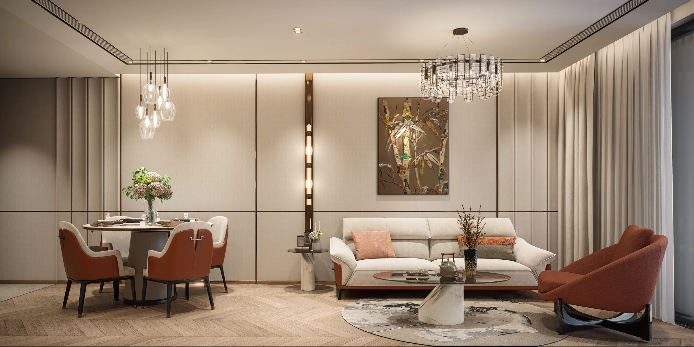 The 1 bedroom apartments at The Legend City Da Nang 58.4m² for utilization area, offering modern design and stunning views of the Han River and Dragon Bridge.